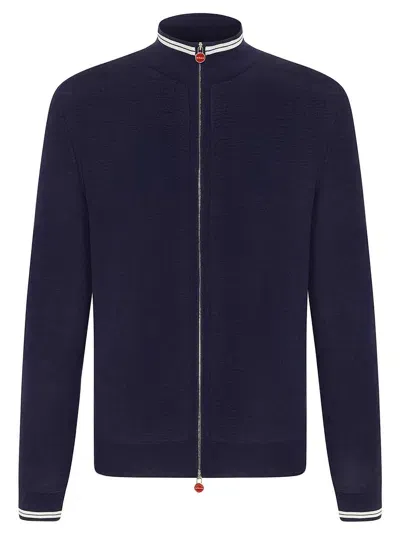 Kiton Blouson Wool In Blue/white