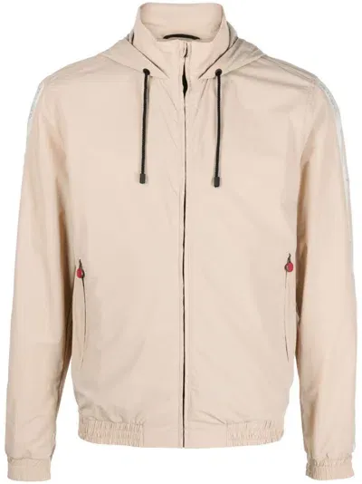 Kiton Blouson Zip-up Hooded Jacket In Neutrals