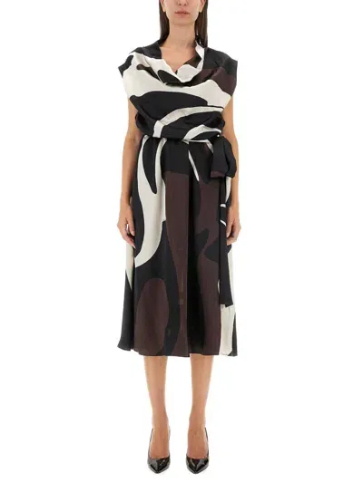 Kiton Dress With Print In Brown