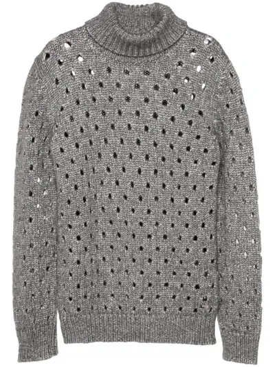 Kiton Open-knit Jumper In Grey