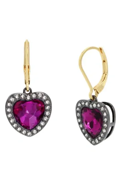 Kurt Geiger Heart Halo Drop Lever Back Earrings In Pink