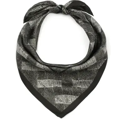 Kurt Geiger London Denim Print Silk Bandana In Washed Black