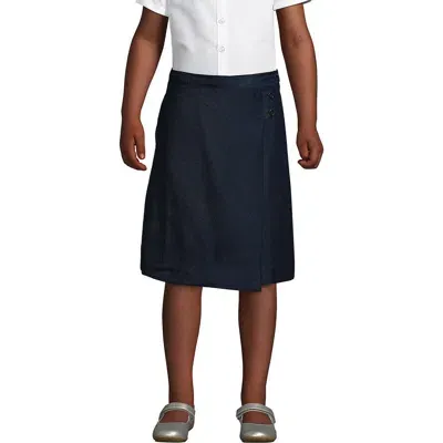 Lands' End Kids'  School Uniform Girls Solid A-line Skirt Below The Knee In Classic Navy