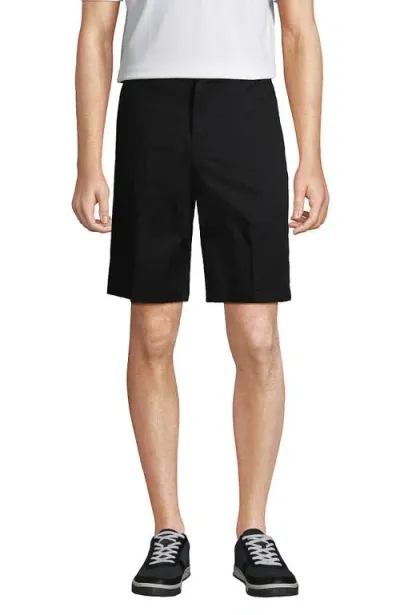 Lands' End School Uniform Young  Plain Front Blend Chino Shorts In Black