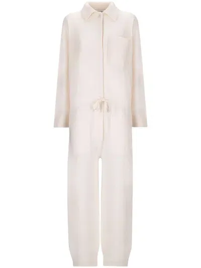 Laneus Ribbed Knit Jumpsuit In White