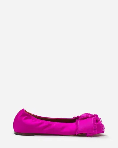 Lanvin Ballerina Flat With A Satin Bow For Women In Fuchsia