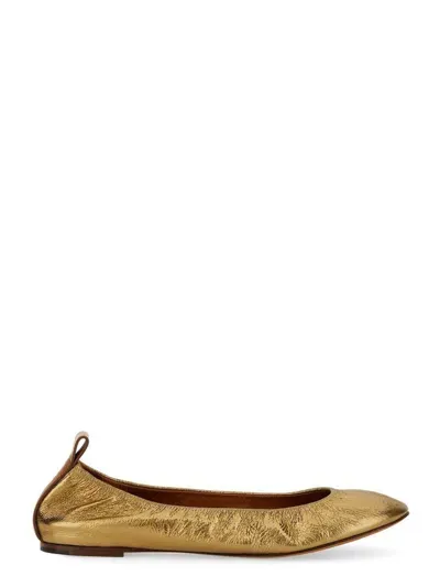 Lanvin Leather Ballerina In Gold