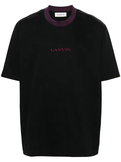 Lanvin Logo-embroidered T-shirt In Black