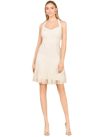 Lara New York Beaded Halter Neck Bridal Midi Dress In Neutral