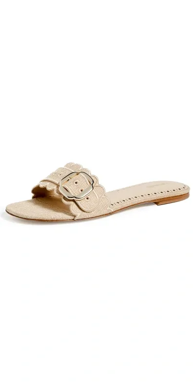 Larroude Ivy Broderie Slides Beige