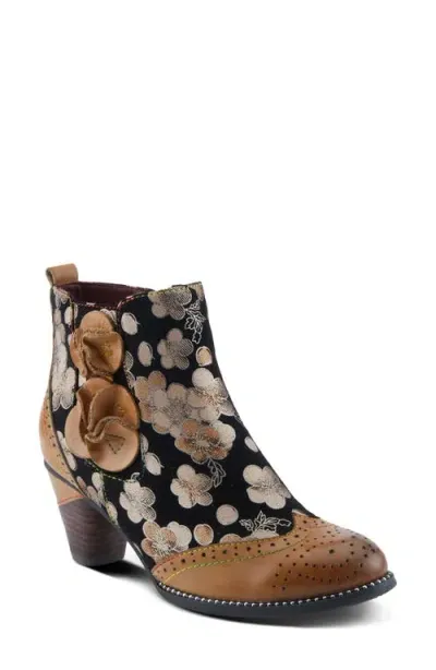 L'artiste By Spring Step Glynn Wingtip Bootie In Tan Multi