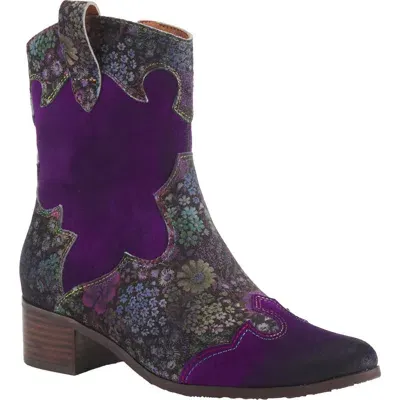 L'artiste By Spring Step Ladyluck Bootie In Purple Multi Suede