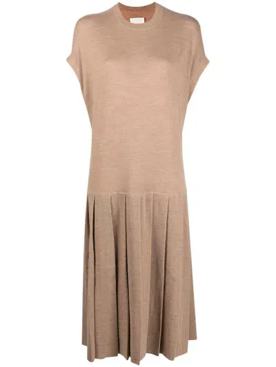 Lauren Manoogian Fine-knit Pleated Dress In Neutrals