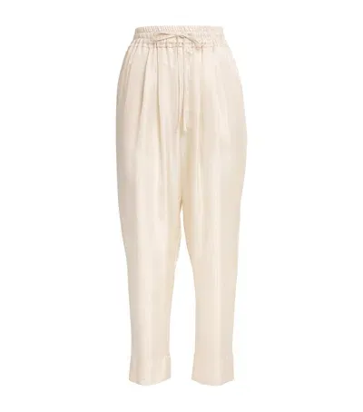 Le Kasha Silk Satin Trousers In Ivory