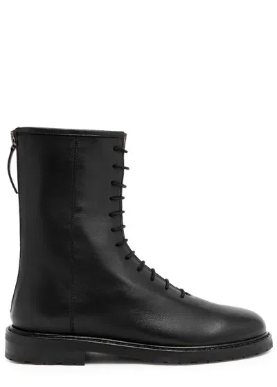 Legres Grained Leather Ankle Boots In Black