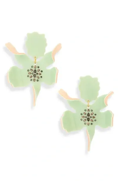 Lele Sadoughi Paper Lily Drop Earrings In Kiwi Sparkle