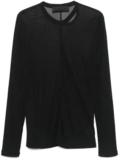 Lgn Louis Gabriel Nouchi Asymmetric Opening Long Sleeve T-shirt In Black