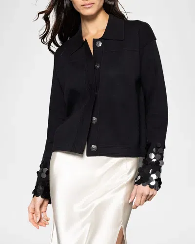 Lisa Todd Double-knit Sequin Embellished Jacket In Black