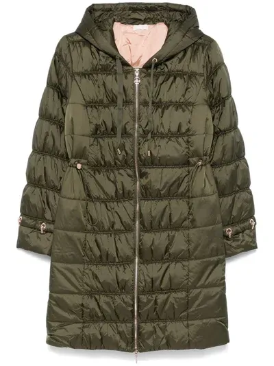 Liu •jo Quilted Coat In Green