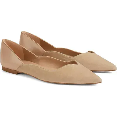 Lk Bennett Iris Pointed Leather Ballet Flats In Bei-trench