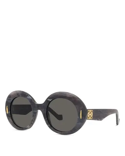 Loewe Oval Acetate Sunglasses W/ Anagram In Gray/gray Solid