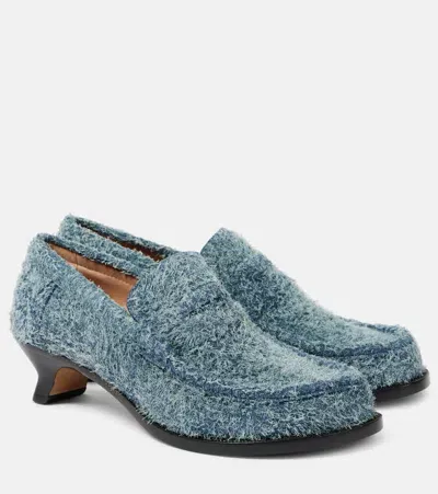 Loewe Campo Brushed-suede Pumps In Blue