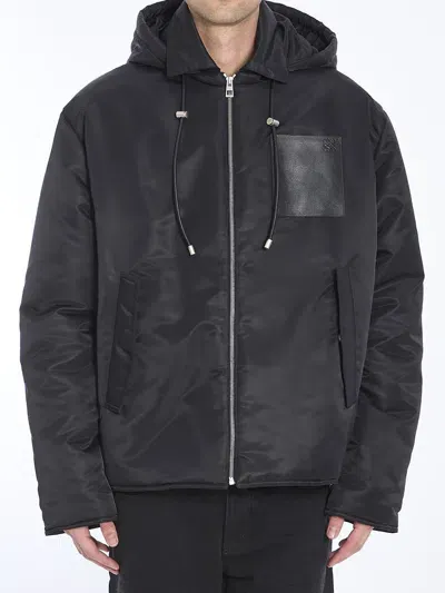 Loewe Drawstring Hooded Jacket In Black