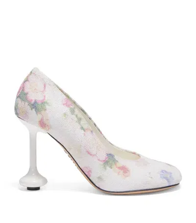 Loewe Leather Floral Toy Pumps 90 In White