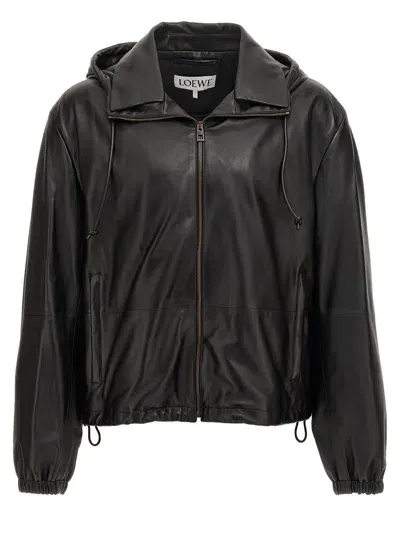 Loewe Logo Hooded Jacket In Black