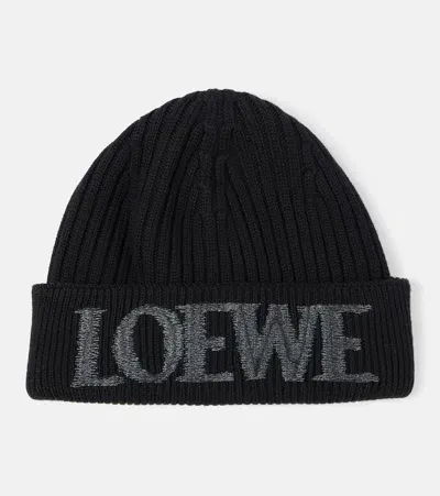 Loewe Logo Wool Beanie In Black