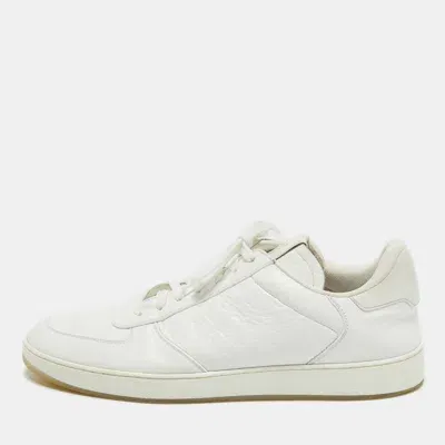 Pre-owned Louis Vuitton White Leather Rivoli Lace Up Sneakers Size 42.5