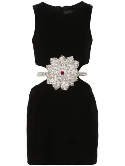 Loulou Crystal-embellished Mini Dress In Black