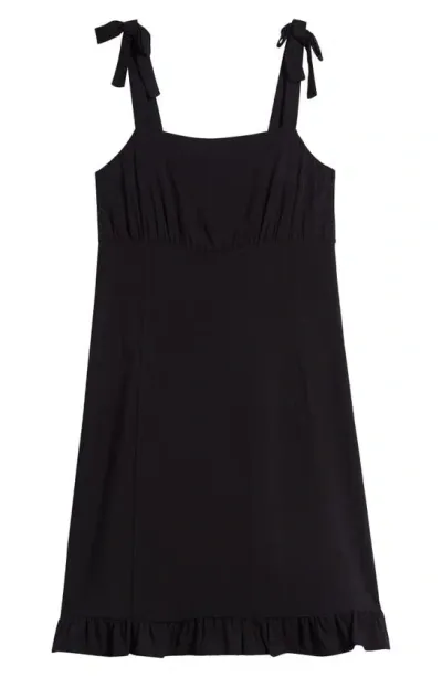 Love, Fire Kids' Tie Shoulder Ruffle Hem Dress In Black