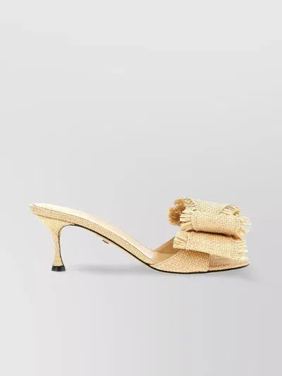 Mach & Mach 'gifted Bow' Fringed Sandals In Gold