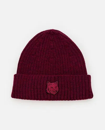 Maison Kitsuné Bold Fox Head Beanie In Black