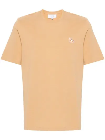 Maison Kitsuné Chillax Fox Patch T-shirt In Yellow & Orange