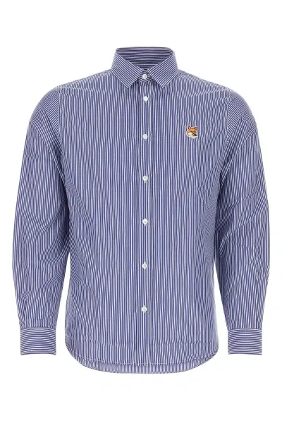 Maison Kitsuné Embroidered Poplin Shirt In Azure