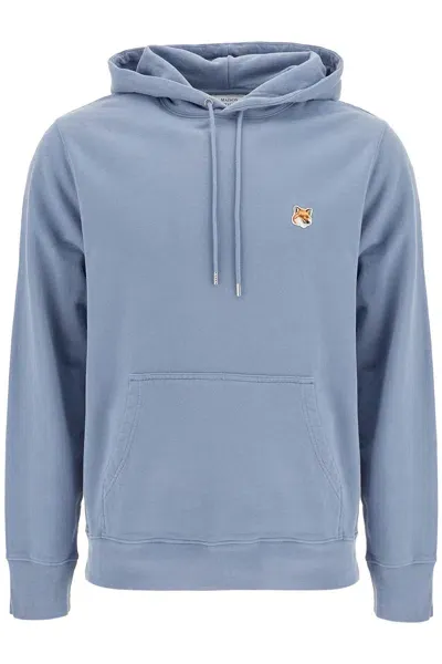 Maison Kitsuné Fox Head Hooded Sweatshirt In Blue