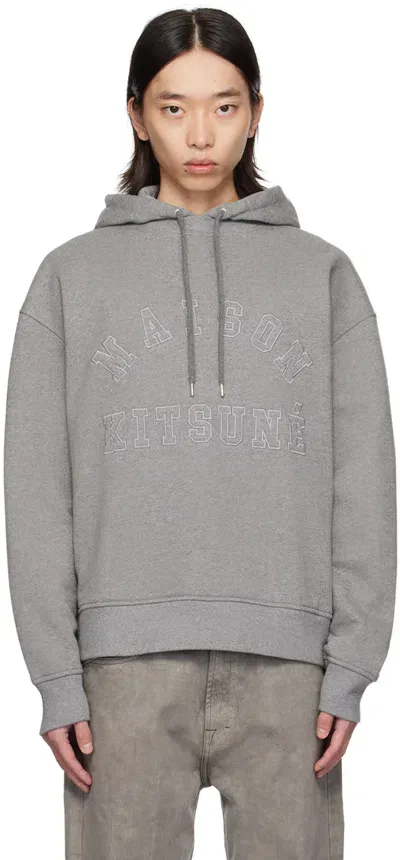 Maison Kitsuné Gray Varsity Hoodie In Grey