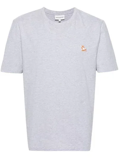 Maison Kitsuné T-shirt With Chillax Fox Application In Grey