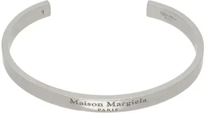 Maison Margiela Silver Logo Cuff Bracelet In 951 Silver