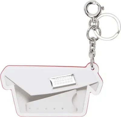 Maison Margiela White Snatched Classique Bag Charm In Ha599 Grey/haute Red