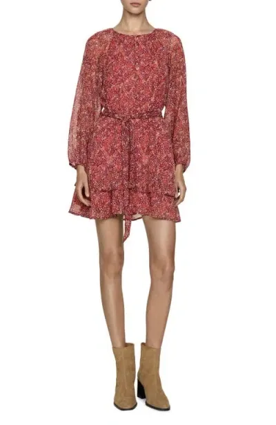 Mango Short Floral-print Dress Cherry