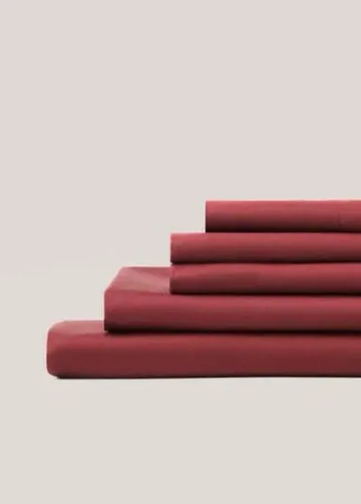 Mango Home Cotton Fitted Sheet For Bed 160cm Burgundy In Red