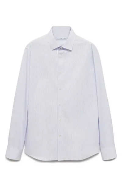 Mango Slim Fit Pinstripe Stretch Cotton Button-up Shirt In White