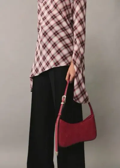 Mango Textured Shoulder Bag Red