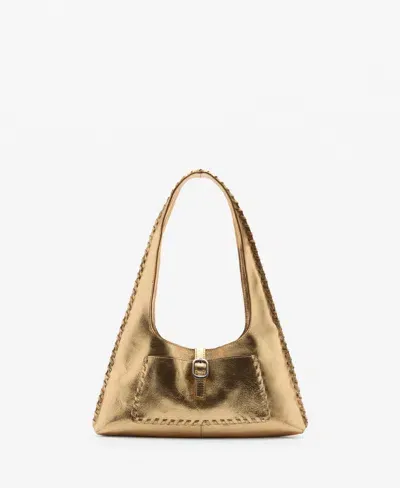 Mango Women's Leather Metallic Bag In Gold