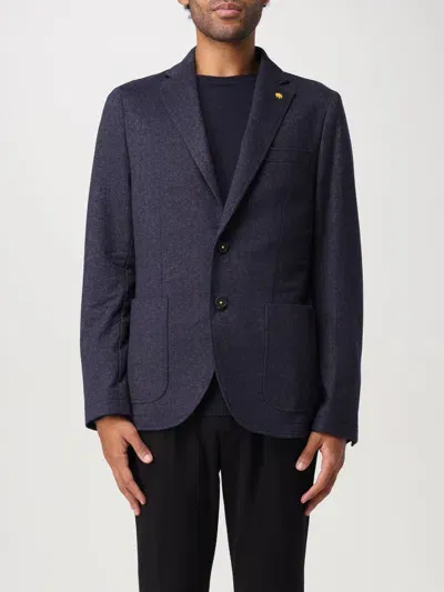 Manuel Ritz Single-breasted Cotton-blend Blazer In Blau