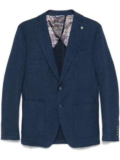 Manuel Ritz Micro Pattern Blazer In Blue