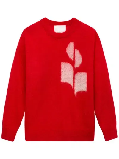 Marant Logo-intarsia Crew-neck Jumper In Red